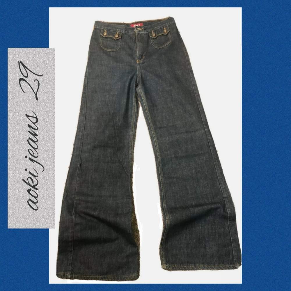 Aoki Women’s Flare Leg Dark Blue Denim Jeans (sz 29) EUC